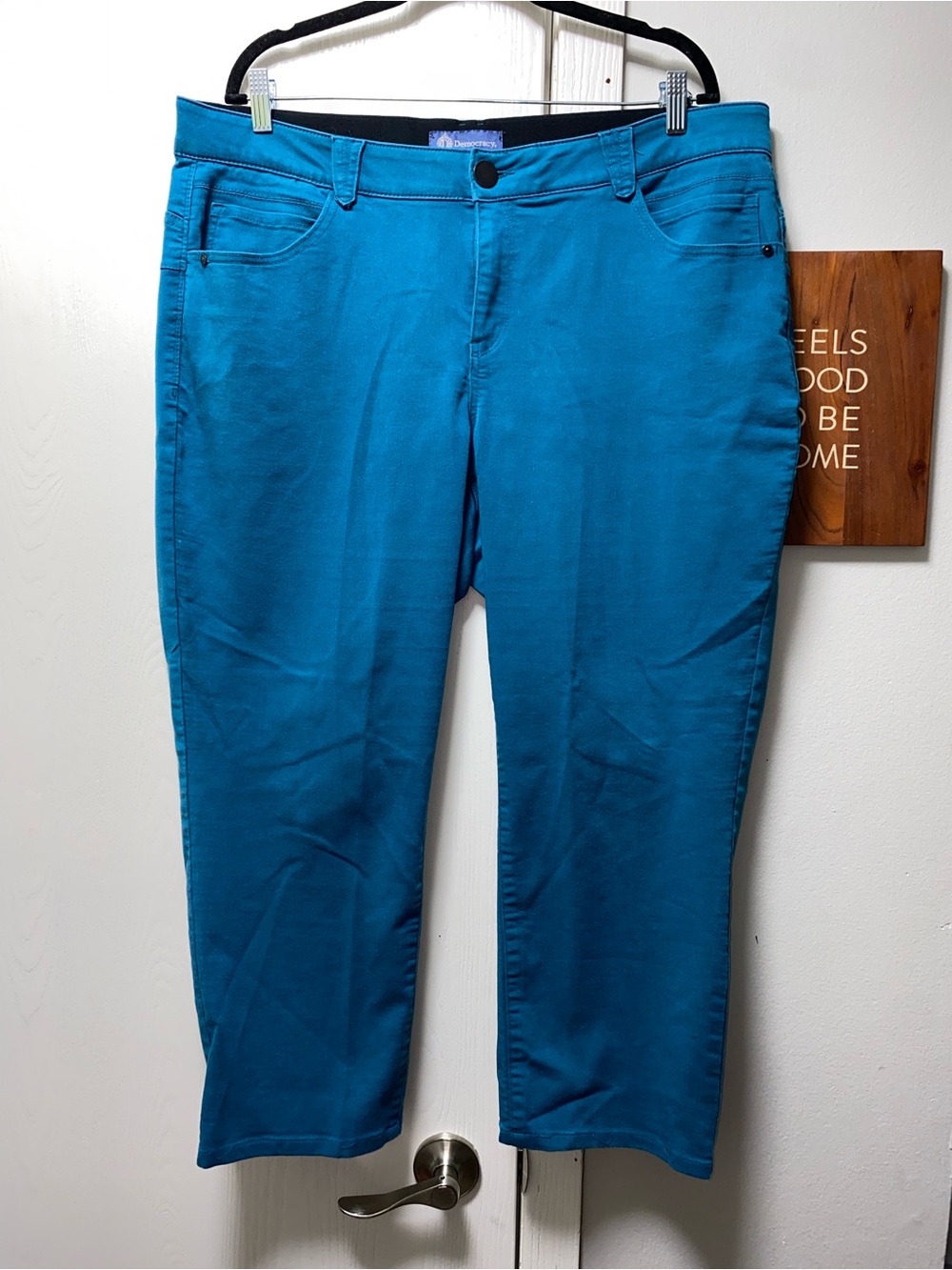 Democracy Ab Solution Women’s 20W Teal Stretch Capri Cropped Pants
